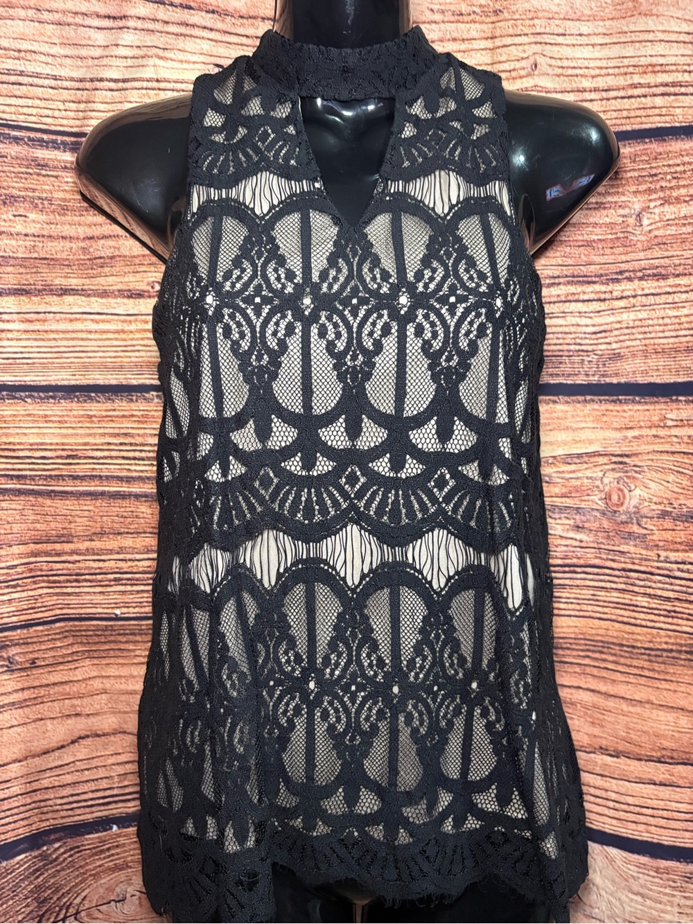 love, Fire Black Lace Halter Camisole Top